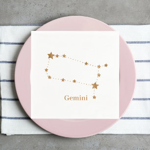 Zodiac Sign Gold Gemini Element Air Serviette