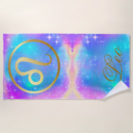 Zodiac Sign Leo Gold über farbenprächtigen Hinterg Strandtuch