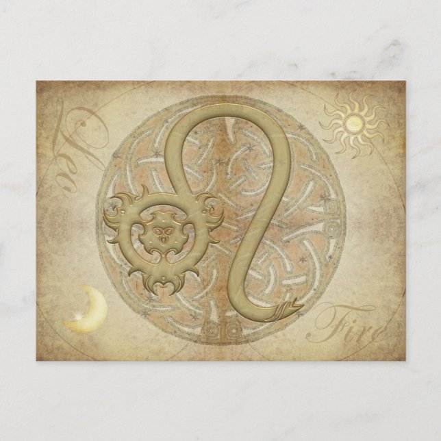 Zodiac Sign Leo Postcard Postkarte (Vorderseite)