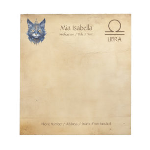 Zodiac Sign Libra & Celestial Cat - Notepad Notizblock