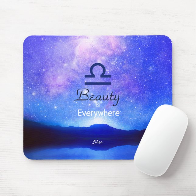 Zodiac Sign Libra Dreamy Star Sky Quote Mousepad (Mit Mouse)