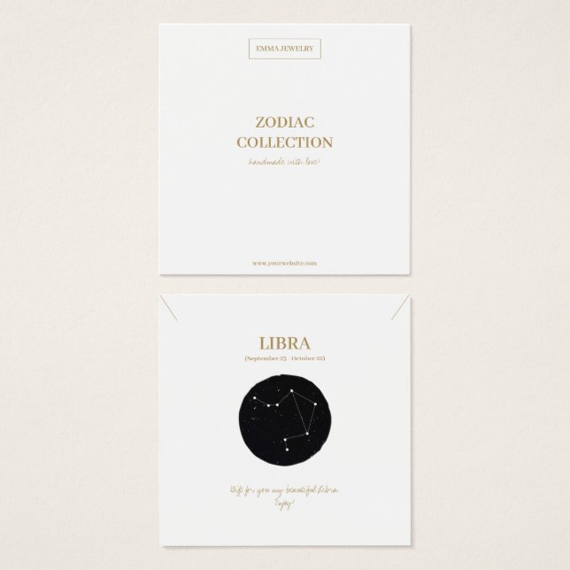 Zodiac Sign Libra Juwelier Display Card (Vorne & Hinten)