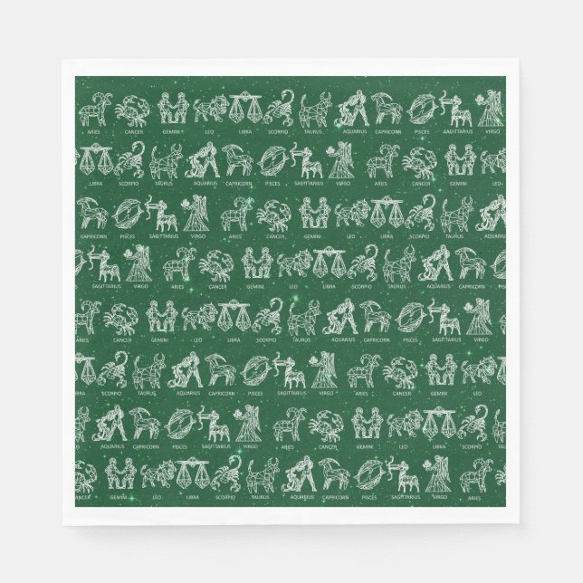 Zodiac Sign Napkin(Green) Serviette (Vorderseite)