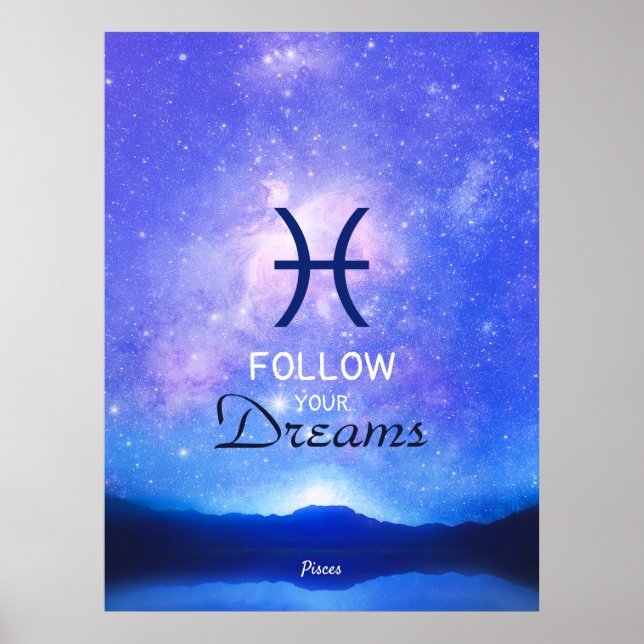Zodiac Sign Pisces Dreamy Star Sky Quote Poster (Vorne)