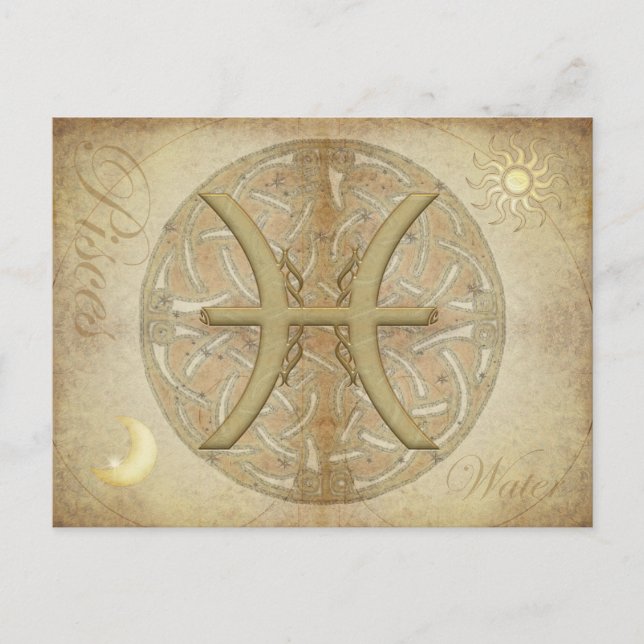 Zodiac Sign Pisces Postcard Postkarte (Vorderseite)