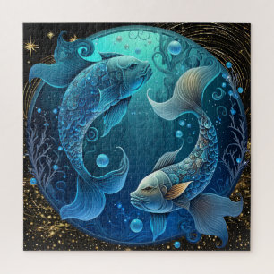 Zodiac Sign Pisces Puzzle, 20"x20" 676 Stk. Puzzle