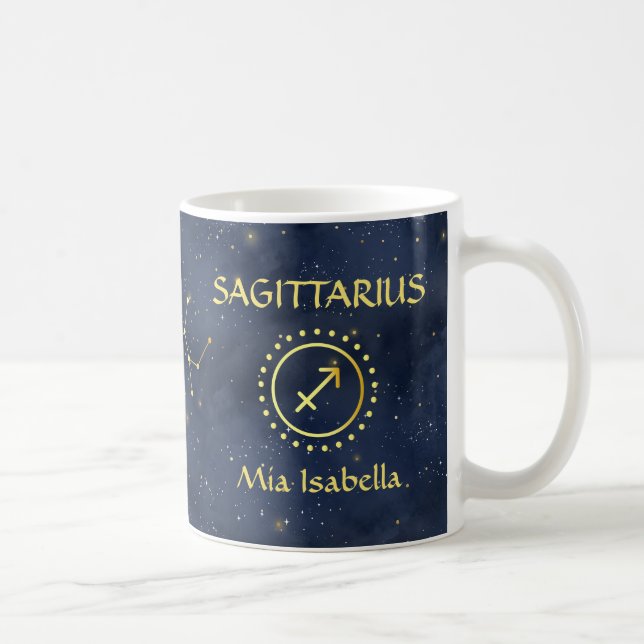 Zodiac Sign Sagittarius & Celestial Cat Tasse (Rechts)