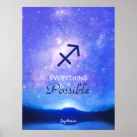 Zodiac Sign Sagittarius Dreamy Sky Quote Poster