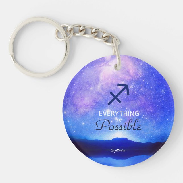 Zodiac Sign Sagittarius Dreamy Sky Quote Schlüsselanhänger (Vorderseite)