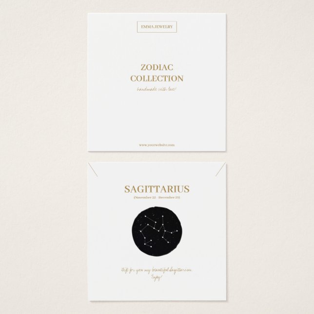 Zodiac Sign Sagittarius Juwelier Display Card (Vorne & Hinten)