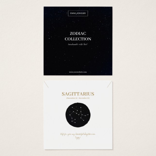 Zodiac Sign Sagittarius Juwelier Display Card (Vorne & Hinten)