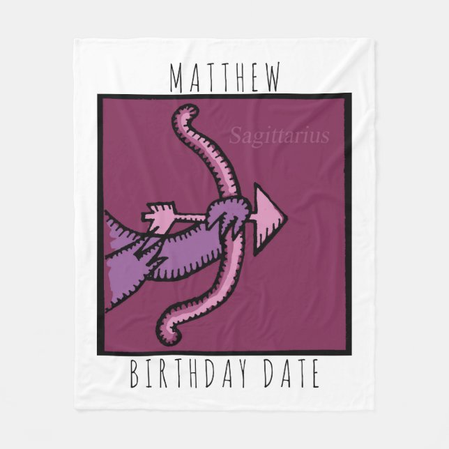 Zodiac Sign Sagittarius Name Birthday Blanket Fleecedecke (Vorderseite)