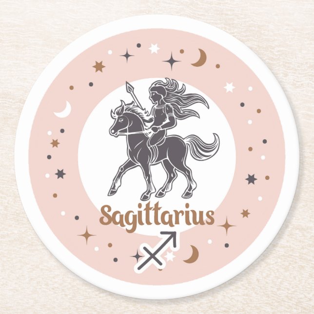 Zodiac Sign Sagittarius Runder Pappuntersetzer (Vorderseite)
