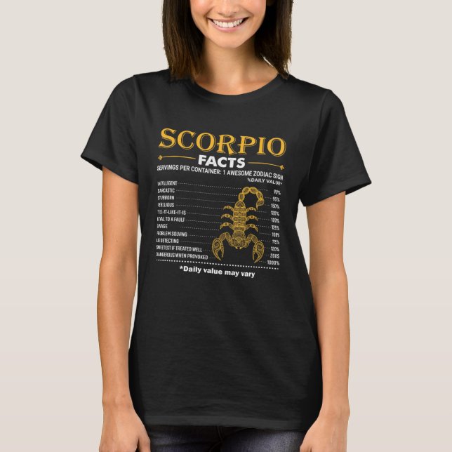 Zodiac Sign Scorpio Facts October November T-Shirt (Vorderseite)