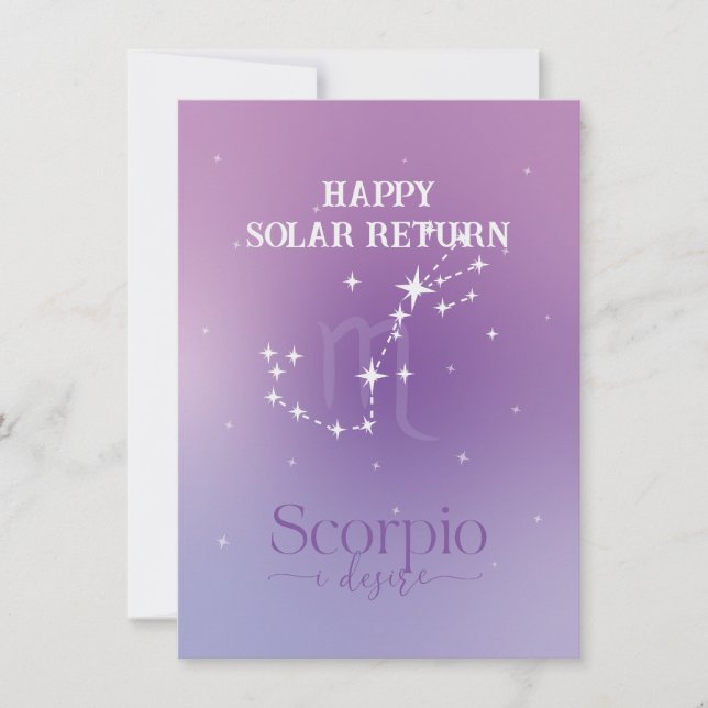 Zodiac Sign Scorpio Lavender Flat Card (Vorderseite)