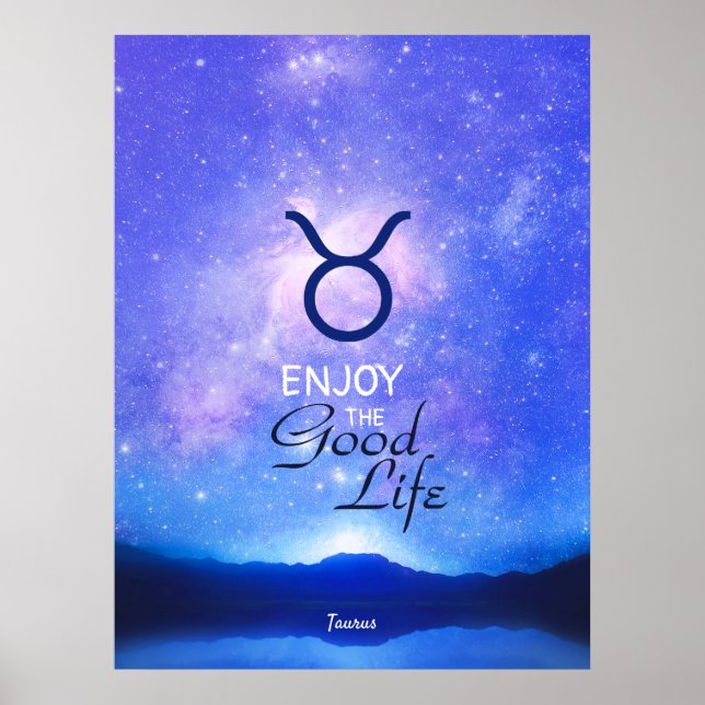 Zodiac Sign Taurus Dreamy Star Sky Quote Poster (Vorne)