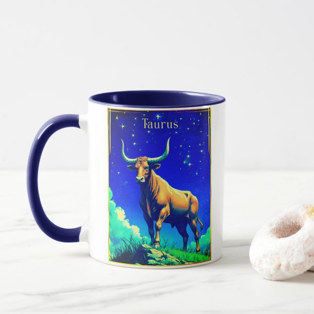 Zodiac Sign Taurus Rooted in Earth and Sky Tasse (Mit Donut)