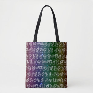 Zodiac Sign Tote Bag (Dunkler Regenbogen)