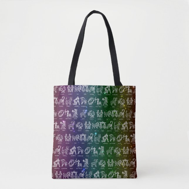 Zodiac Sign Tote Bag (Dunkler Regenbogen) (Vorderseite)