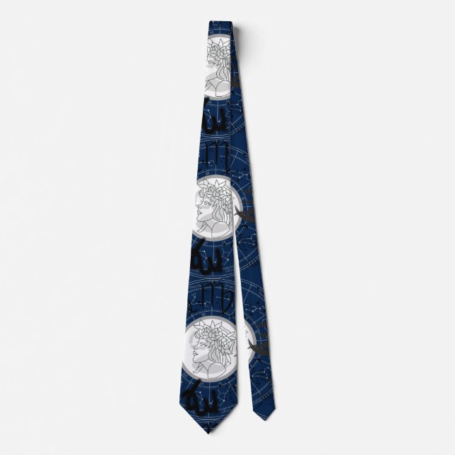 Zodiac Sign - Virgo.b D Blue BG Krawatte (Vorderseite)