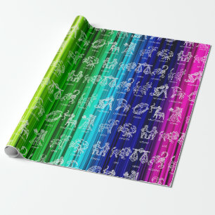 Zodiac Sign Wrapping Paper (Bright Rainbow) Geschenkpapier