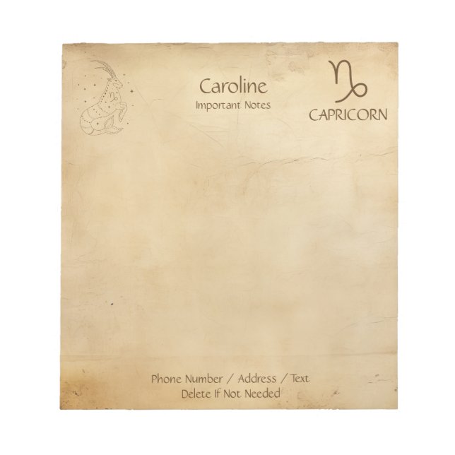 Zodiac Signing Capricorn - Personalizable Notepad Notizblock (Vorderseite)
