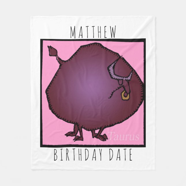 Zodiac Signs Taurus personalisiert Geburtstagsklob Fleecedecke (Vorderseite)