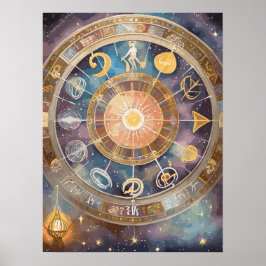 Zodiac Signs und Astrologie Mauer Kunst Poster