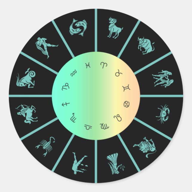 Zodiac Signs Wheel Runder Aufkleber (Vorderseite)