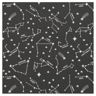 Zodiac Star Maps White on Black Cheeky Hexe® Stoff