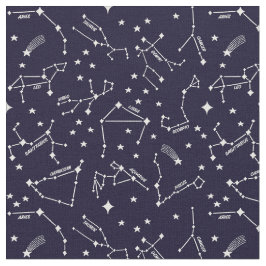 Zodiac Star Maps White on Dark Blue Cheeky Hexe® Stoff