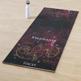 Zodiac Star Sign Fish Monogram Glitzer Yogamatte