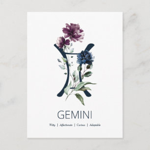 Zodiac Star Sign Gemini Postkarte