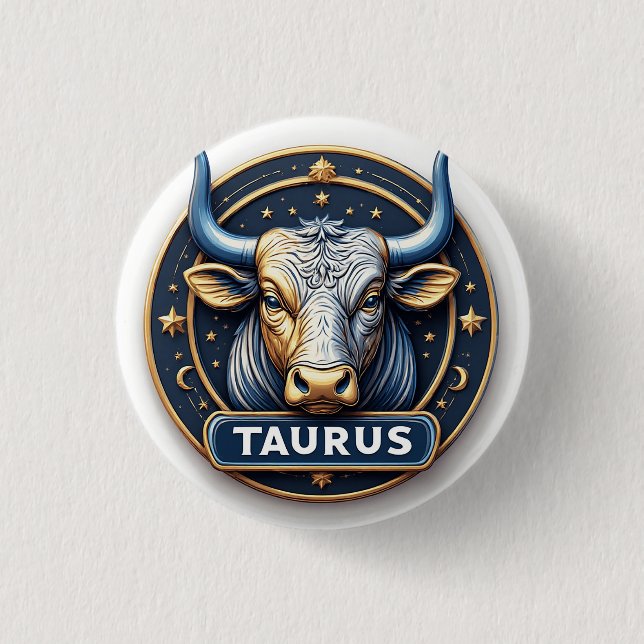 ♉ Zodiac Stier Gold Emblem Aura  ♉ Button (Vorderseite)