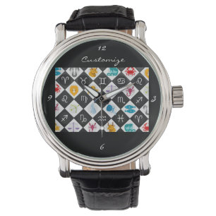 Zodiac Sun Sign Astrologie Kalender Thunder_Cove Armbanduhr