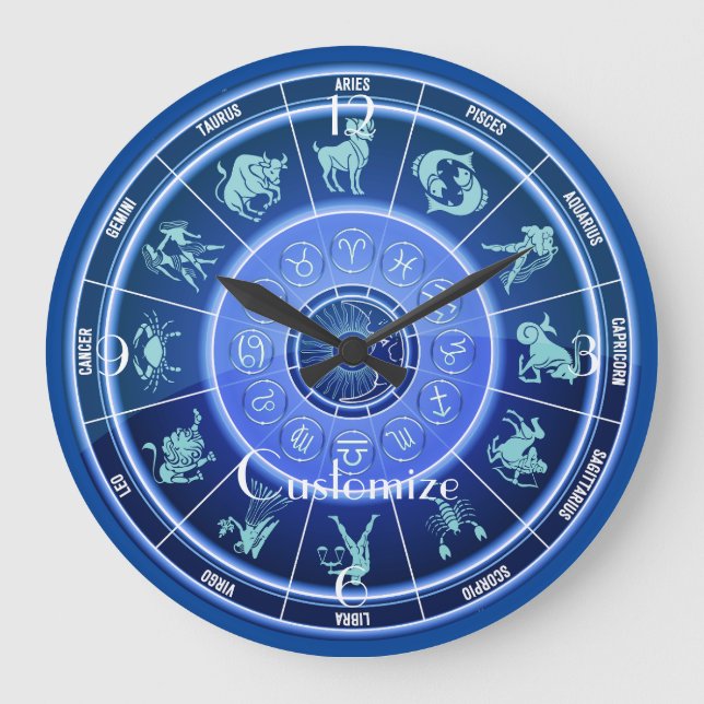 Zodiac Sun Sign Astrologie Kalender Thunder_Cove Große Wanduhr (Vorderseite)