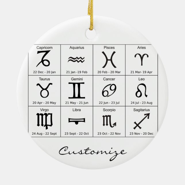 Zodiac Sun Sign Astrologie Kalender Thunder_Cove Keramik Ornament (Hinten)