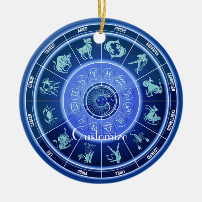 Zodiac Sun Sign Astrologie Kalender Thunder_Cove Keramik Ornament (Vorne)