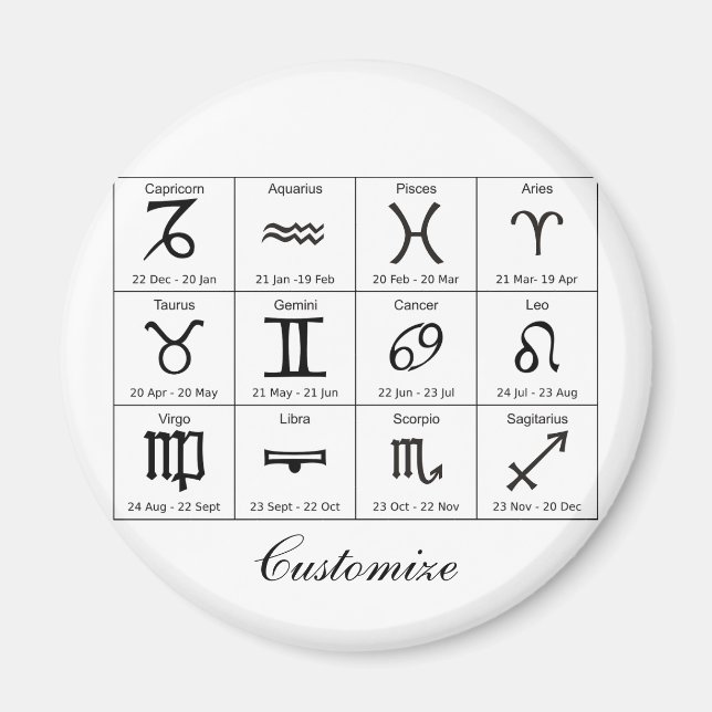 Zodiac Sun Sign Astrologie Kalender Thunder_Cove Magnet (Vorne)