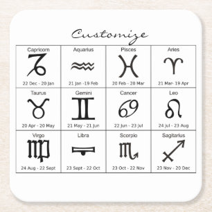 Zodiac Sun Sign Astrologie Kalender Thunder_Cove Rechteckiger Pappuntersetzer