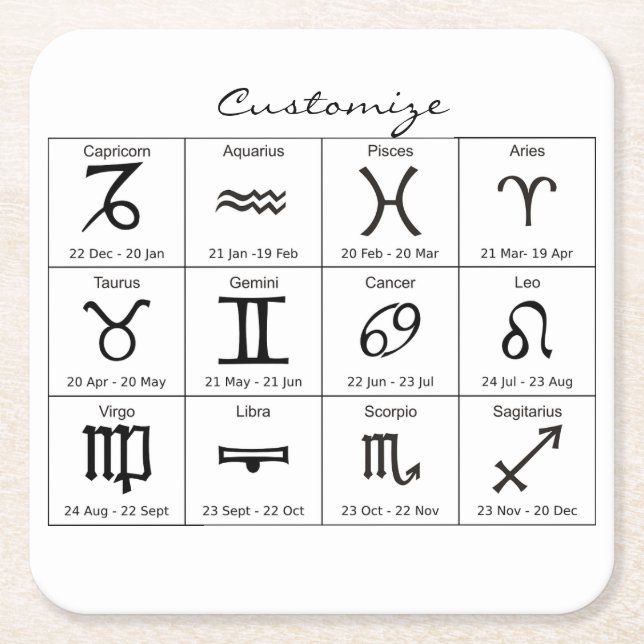 Zodiac Sun Sign Astrologie Kalender Thunder_Cove Rechteckiger Pappuntersetzer (Vorderseite)