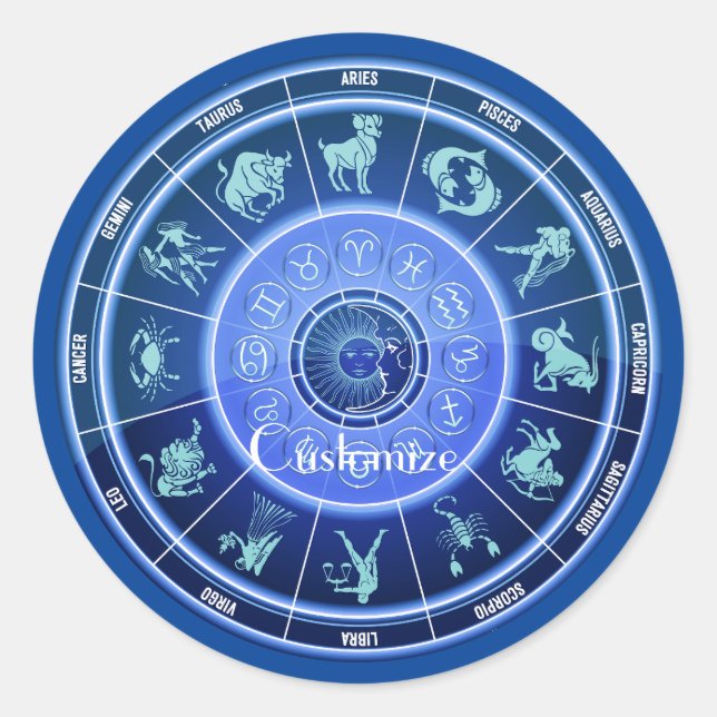 Zodiac Sun Sign Astrologie Kalender Thunder_Cove Runder Aufkleber (Vorderseite)