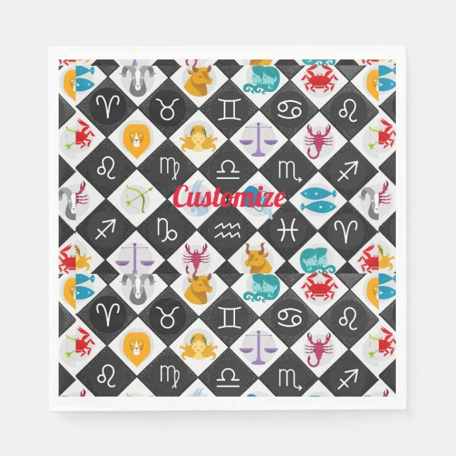 Zodiac Sun Sign Astrologie Kalender Thunder_Cove Serviette (Vorderseite)