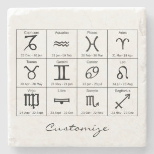 Zodiac Sun Sign Astrologie Kalender Thunder_Cove Steinuntersetzer