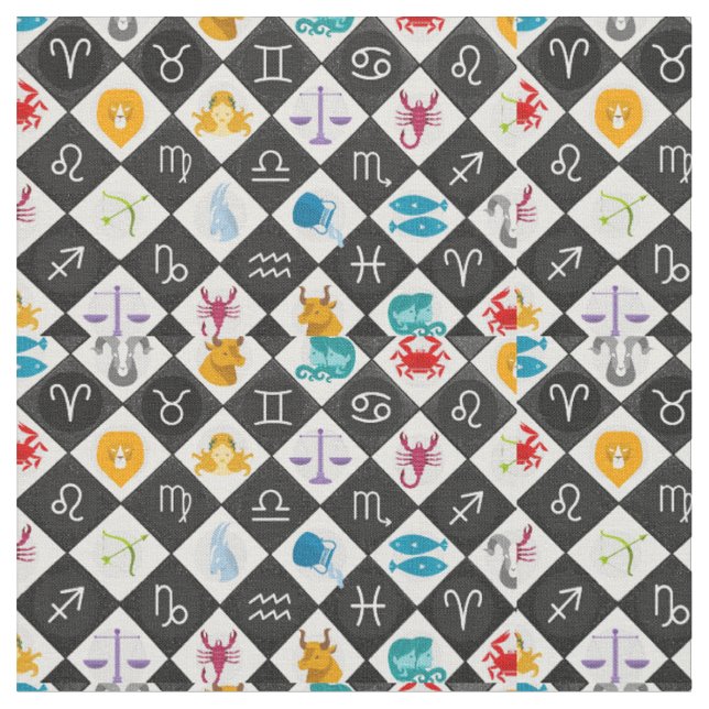 Zodiac Sun Sign Astrologie Kalender Thunder_Cove Stoff (Nahaufnahme)
