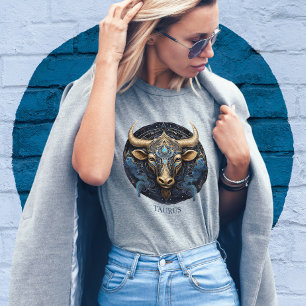 Zodiac Symbol Bull Celestial Fantasy Taurus Womens T-Shirt