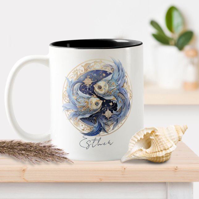 Zodiac Symbol Celestial Fantasy Fisces Zweifarbige Tasse (Von Creator hochgeladen)