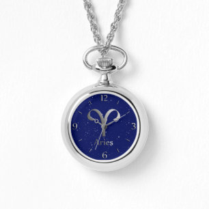 Zodiac-Symbol für Aries auf Deep Midnight Blue Armbanduhr