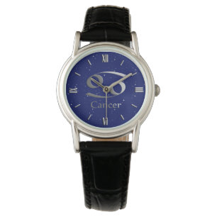Zodiac-Symbol für Krebs in Deep Midnight Blue Armbanduhr