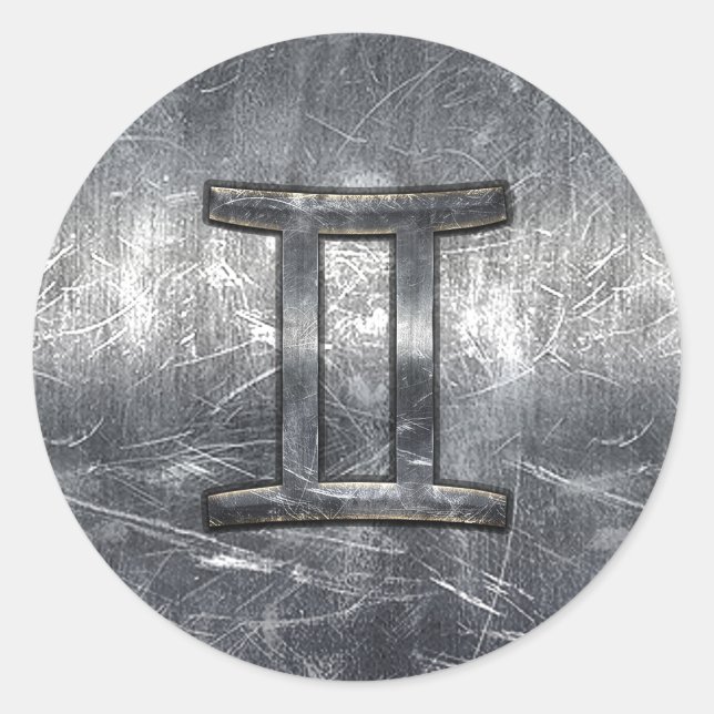 Zodiac-Symbol in Grunge Beändigter Stil Runder Aufkleber (Vorderseite)